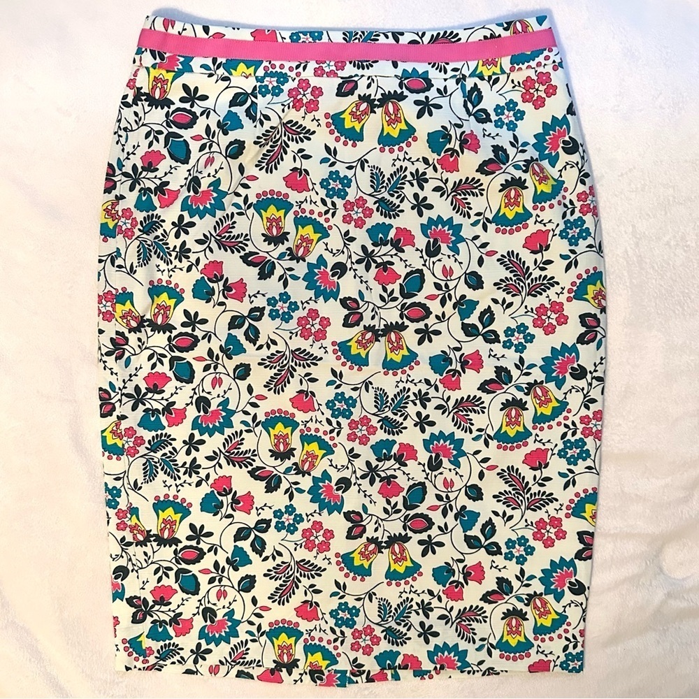 Boden Ivory Exotic Garden Fitted Pencil Skirt 4R Womens NWT floral vibrant color
